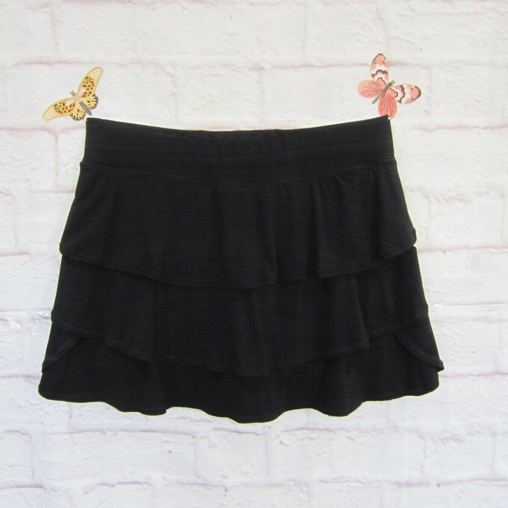 Ideology Tiered Ruffled Pull-On Skort Skirt Black Plus Size 2X Tennis Pickleball